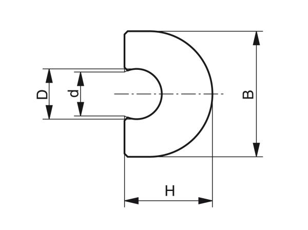 Nasazovací profily na kruhovou ocelovou tyč - Profily pro dopravníky - Murtfeldt GmbH Kunststoffe - Technische Zeichnung 2