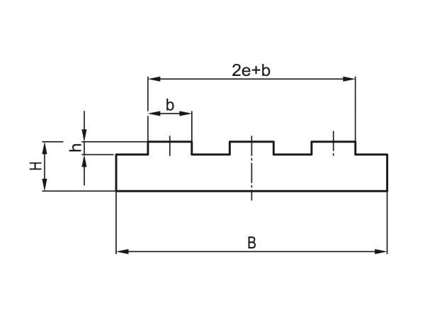 Typ T-Triplex - Vedení pro válečkové řetězy - Murtfeldt GmbH Kunststoffe - Technische Zeichnung 1