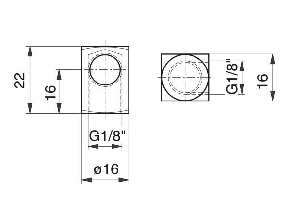 Úhlový díl - Šroubení - Murtfeldt GmbH Kunststoffe - Technische Zeichnung 2
