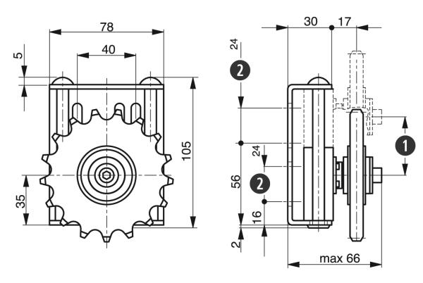 Spann-Boy® TS s řetězovým kolem - Napínáky pro válečkové řetězy - Murtfeldt GmbH Kunststoffe - Technische Zeichnung 1