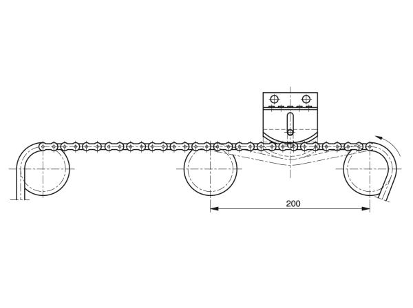 Mini-tensioner with arc segment profile - Chain tensioners for roller chains - Murtfeldt GmbH Kunststoffe - Technische Zeichnung 2